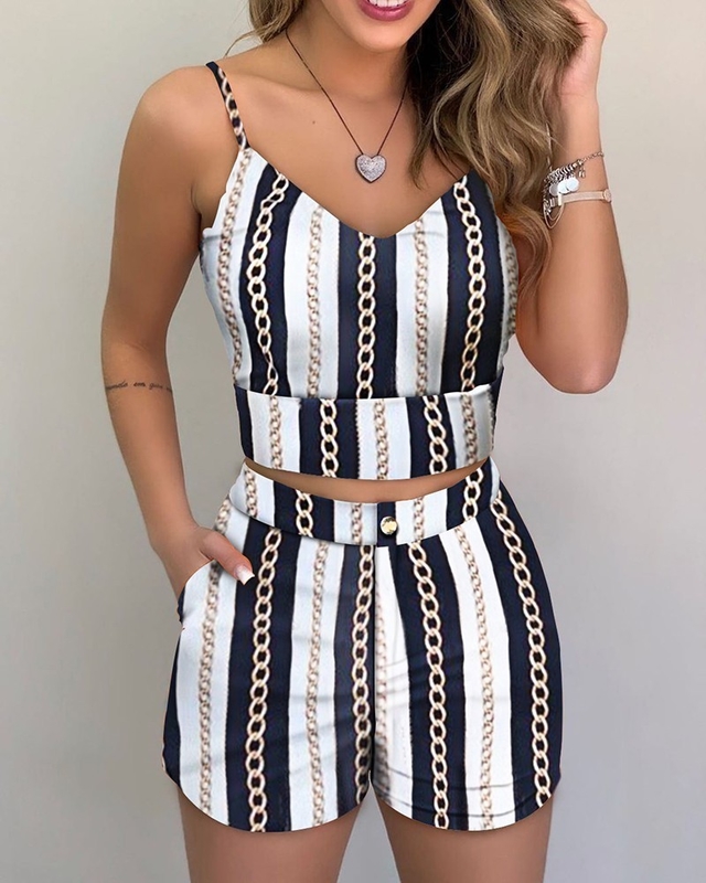 Calzoncillos calientes de mujer Blusa impresa Set de verano 2 piezas Traje con tela de lana